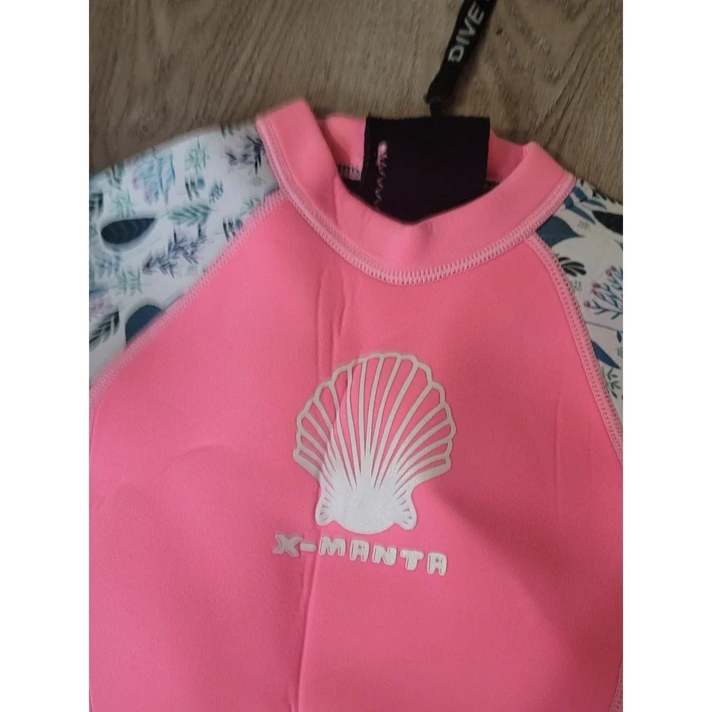 Dive & Sail X-Manta Girls Wetsuit Size XL Pink Floral Sleeves Surfing Diving